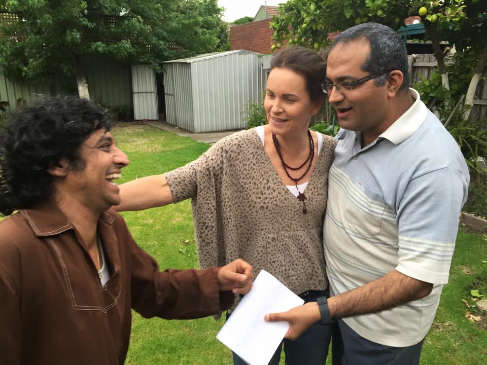 Cast and crew rehearsal moment