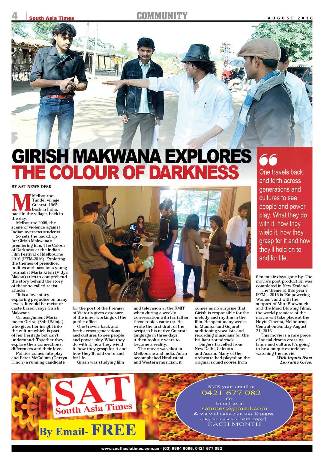 South Asia Times full-page article